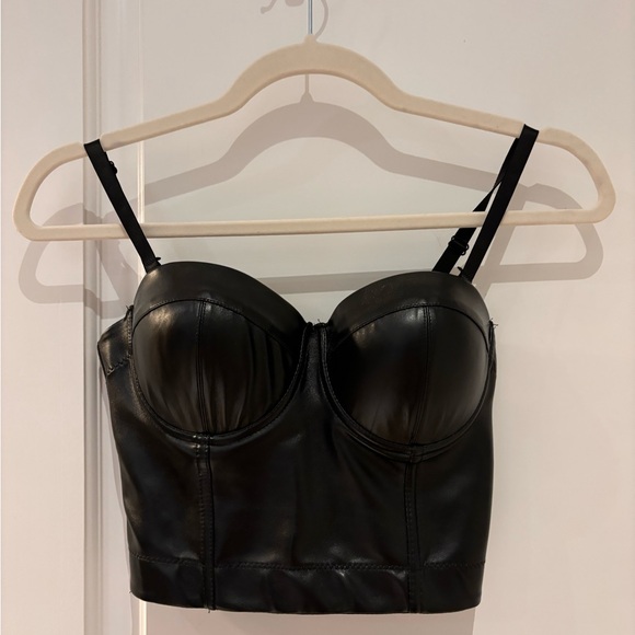 Faux Leather Bustier Corset Crop Top - Picture 2 of 4